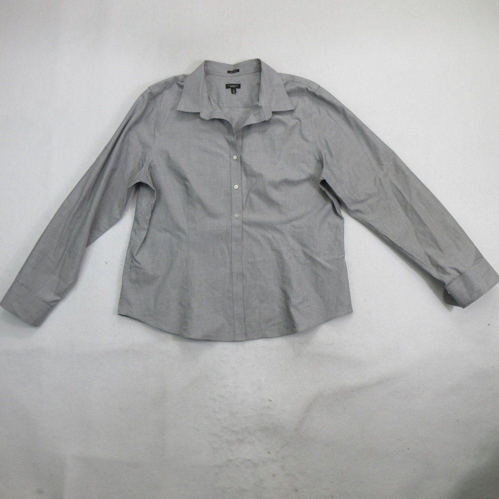 Talbots Women Shirt 18 Gray Wrinkle Resistant Button-Up Long Sleeve Collared